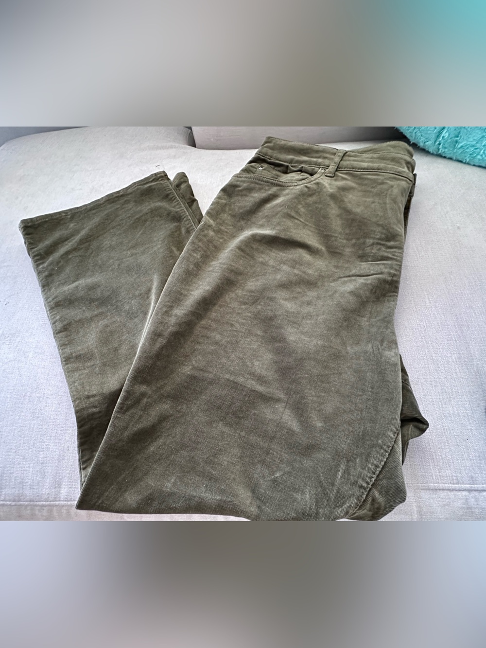Kut from the Kloth "Karen" baby bootcut Olive corduroy jeans